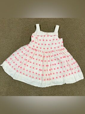 White Sundress with Pink Floral Print for Girls